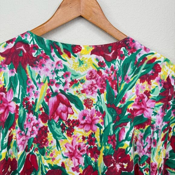 TALBOTS Charming Cardigan Button Front Spring Floral Multicolor Size XLP - Picture 4 of 13